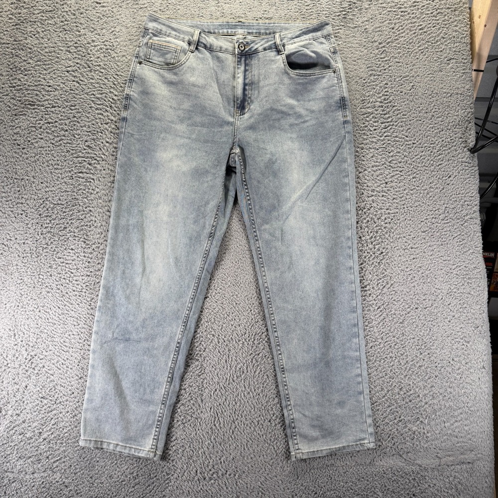 Camel Jeans Mens 36x30 Blue Cotton Tapered Workwear Streetwear Faded Stretch